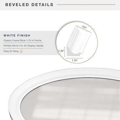 MCS 21x31 Large Wall Mirror, Classic White Oval Mirror, Vertical & Horizontal Wall Hanging Mirror for Bathroom, Bedroom & Livingroom