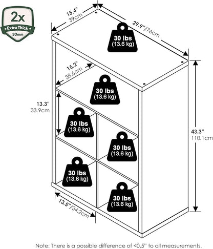 Furinno Cubicle Book Shelf, 5-Cube Bookshelf, Cube Storage Organizer Bookcase with Closed Back, 15.3 x 29.9 x 43.3, for Living Room, Bedroom, Home Office, White