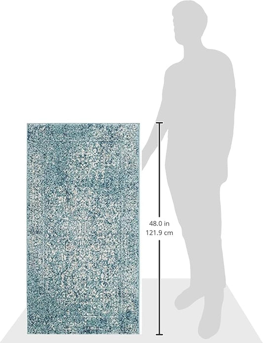 SAFAVIEH Evoke Collection 2'2" x 4' Blue/Ivory EVK256C Oriental Distressed Non-Shedding Living Room Bedroom Accent Rug