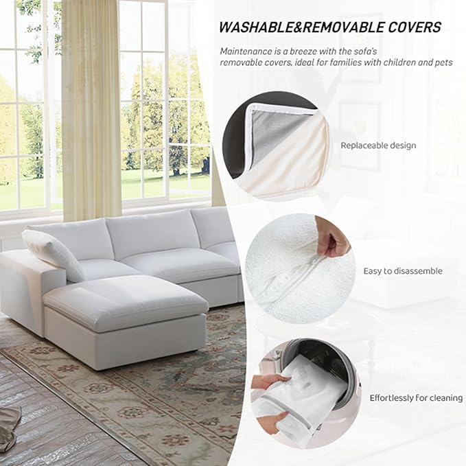 WJShome Modular Sectional Sofa Couch,Down Filled Cloud Couch,Oversized 4 Seater Minimalist Sofa,157.32inch Convertible Deep Seat Couches for Modern Living Room,Cover Removable & Washable