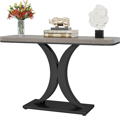 LITTLE TREE Industrial Entryway Console Table, Compact Foyer Hallway Accent Table for Small Space