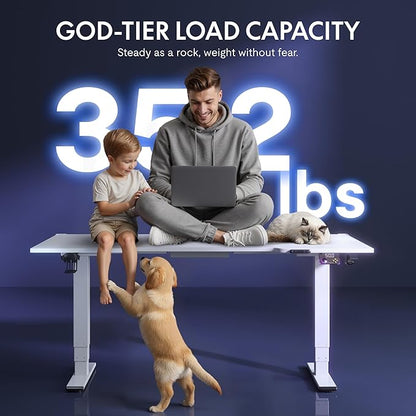 FLEXISPOT CyberX 71 Inch RGB LED Electric Gaming Standing Desk, Dual Motor 3-Stage Adjustable Desk up to 352 lbs, Large Ergonomic Computer Workstation for Gamers, Streamers & Home Studios (White)