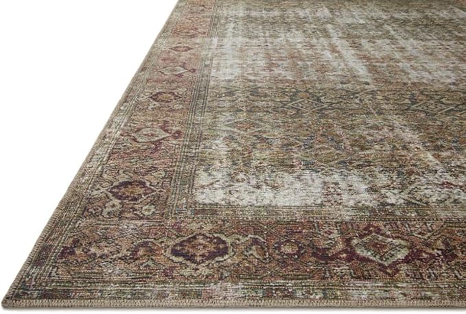 Loloi Amber Lewis Georgie Collection GER-07 Moss/Salmon 2'-3" x 3'-9", .19" Pile Height, Accent Rug