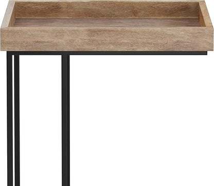 SIMPLIHOME Gallagher SOLID MANGO WOOD and Metal 12 inch Wide Rectangle Industrial C Side Table in Natural, Fully Assembled for the Living Room and Bedroom