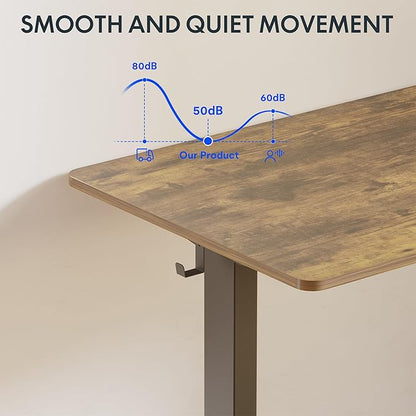 FLEXISPOT One-Piece Electric Standing Desk, 48 x 30 Inches Adjustable Desk with Seamless Desktop, Memory Controller Height Adjustment (Black Frame + Rustic Brown Desktop, 2 Packages)