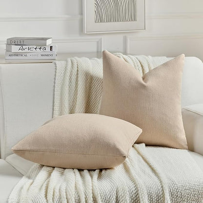 FUTEI Dusky Pink Chenille Decorative Throw Pillow Covers 26x26 Inch Set of 2,Soft Cozy Faux Linen Textured Euro Pillow Shams,Farmhouse Home Decor for Couch Living Room