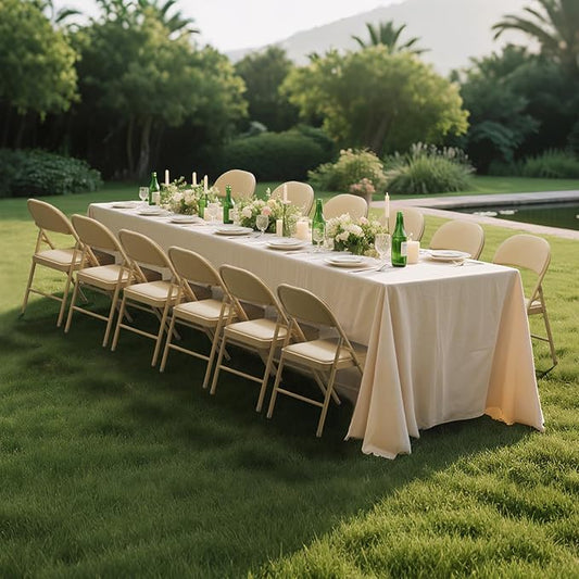 24 Pack Khaki Folding Chairs with Padded Cushion for Outside, Portable Stackable Commercial Metal Foldable Chairs with Steel Frame for Home Events Office Wedding Party, 350lbs Capacity