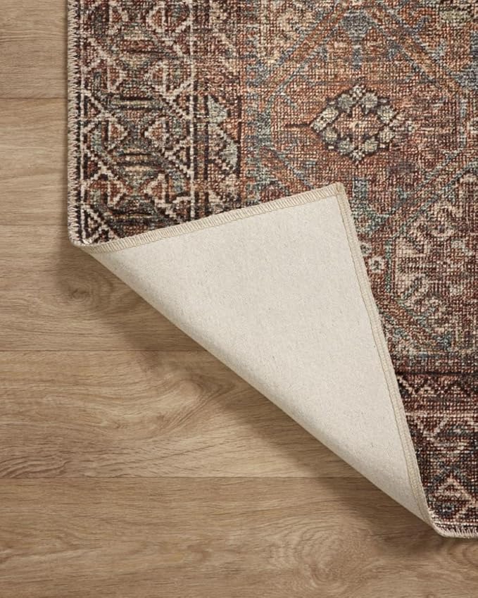 Loloi Amber Lewis Billie Collection BIL-04 Aqua/Rust 5'-0" x 7'-6", 0.19" Thick Area Rug