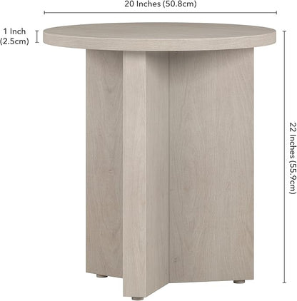 Henn&Hart 20" Wide Round Side Table in Alder White, for Home, Living Room, Bedroom, Entertainment Room or Office