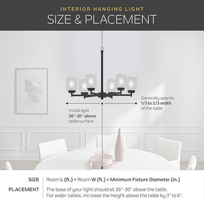 Kichler Winslow 19.75" Chandelier in Brushed Nickel, 5-Light Chandelier for Dining Room, Living Room, or Bedroom, Clear Seeded Glass, (19.75" W x 16" H), 44030NI