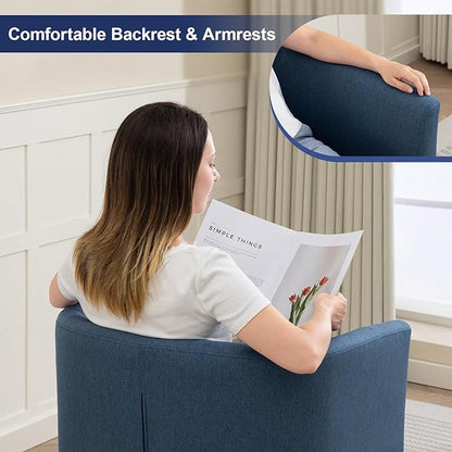 Accent Barrel Chair, Modern Comfy Living Room Chairs with Armrest Small Reading Chair with Cozy Soft Padded for Bedroom Reception Room Cafe, Blue
