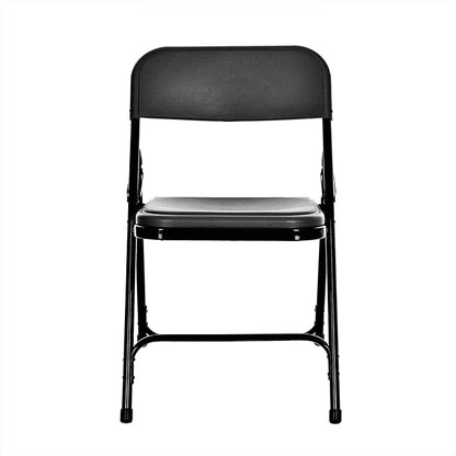 OEF Furnishings OEF800 Series Premium Heavy-Duty Plastic Folding Chairs, Lightweight, Durable Seating for Indoor and Outdoor Use, 500 lb Capacity (4-Pack, Black Plastic with Black Frame)