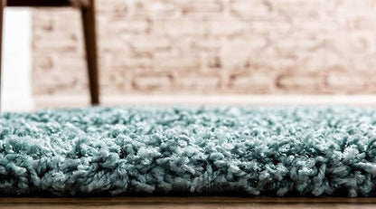 Unique Loom Solid Shag Collection Area Rug (2' 2" x 6' 7" Runner Light Slate Blue)
