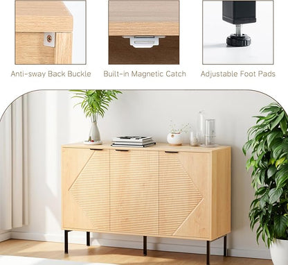 Set of 2 Buffet Side Board Cabinet,91.96" Large Office Coffee Bars Station,Extra Wide Farmhouse Accent Cabinets with Doors and Shelves,Fluted Entryway Cabinet TV Consoles for Living Room