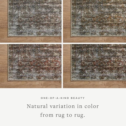 Loloi Amber Lewis Billie Collection, Tobacco & Rust 8'-6" x 11'-6" Area Rug – Antique & Distressed Accent Rugs for Living Room, Bedroom, Entryway & Hallway, No Shed High Traffic Area Home Decor Rug