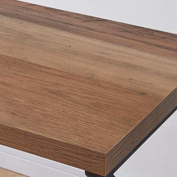 HSH Home Office Computer Desk, Industrial Modern Simple Metal Wooden PC Laptop Executive Desk, Farmhouse Student Computer Table for Work Study Writing Gaming in Bedroom Living Room, Rustic Oak 47 Inch