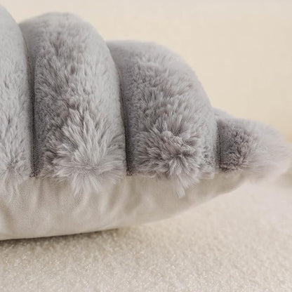 Neelvin Grey Faux Fur Cozy Soft Striped Decorative Throw Pillow Covers 18x18 inch Set of 2,Velvet Pillowcase Cushion Case for Sofa Couch