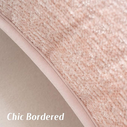 FUTEI Pink Chenille Throw Pillow Covers 16x16 Inch Set of 2,Soft Cozy Bound Edge Design Cushion Case,Home Decor for Couch Bed Living Room