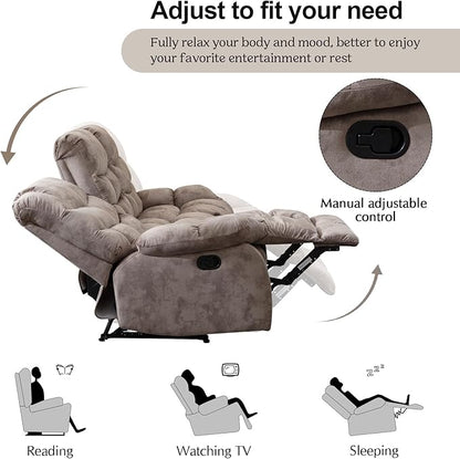 CANMOV Manual Reclining Sofa Set, 3 Pieces Recliner Sofa Set, Manual Recliner Chair, Reclining Loveseat and 3-Seat Sofa for Living Room, 3 Pieces Furniture Set, Light Brown (1+2+3)