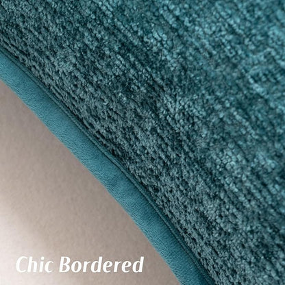 FUTEI Teal Chenille Throw Pillow Covers 20x20 Inch Set of 2,Soft Cozy Bound Edge Design Cushion Case,Home Decor for Couch Bed Living Room
