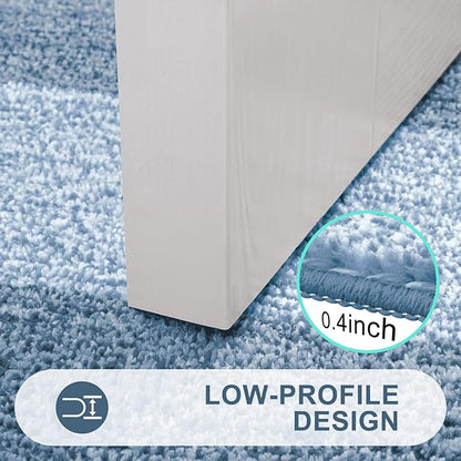 Kitinjoy Indoor Outdoor Door Mat, 32x20 Non-Slip Absorbent Dirt Trapper, Low-Profile Washable Inside Entrance Front Floor Mat, Sturdy Soft Entry Doormats for Entryway, Light Blue