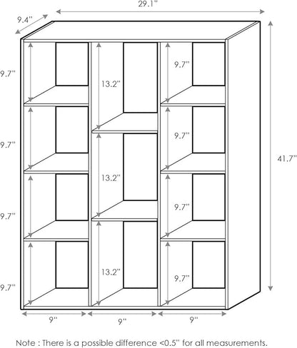 Furinno LUDER Book Shelf, 11-Cube Bookshelf, Reversible Bookcase, 9.4 x 29.1 x 41.7, for Living Room, Bedroom, Home Office, White/Light Blue