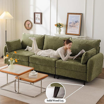 135'' Modular Sectional Sofa with All Seats Storage, Oversized U Shaped Couch for Living Room,4-Seater Comfy Cloud Couches with Movable Ottoman,Big Sectionals for Bedroom,Velet,Green