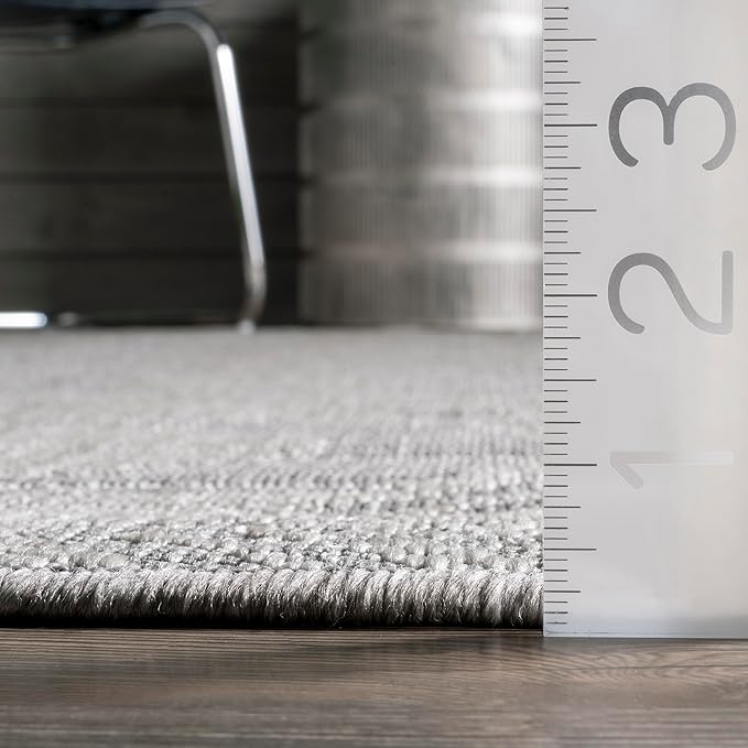 nuLOOM 2' x 8' Outdoor Tribal Geometric Area Rug, Stain Resistant, Weather Resistant, High Traffic, Patio, Balcony, Outside, Ranya Light Grey