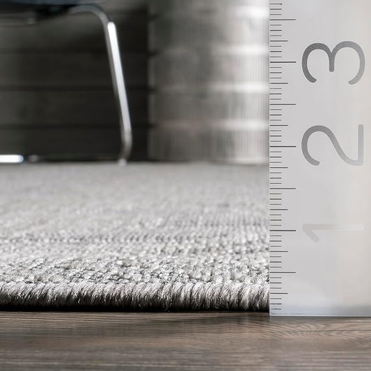 nuLOOM 2' x 8' Outdoor Tribal Geometric Area Rug, Stain Resistant, Weather Resistant, High Traffic, Patio, Balcony, Outside, Ranya Light Grey