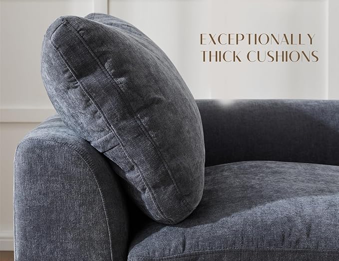 110" Cloud Sectional Couches for Living Room, Boneless U Shaped Couch with Ottoman, 3 Seater Modular Sectional Sofa, Dark Grey