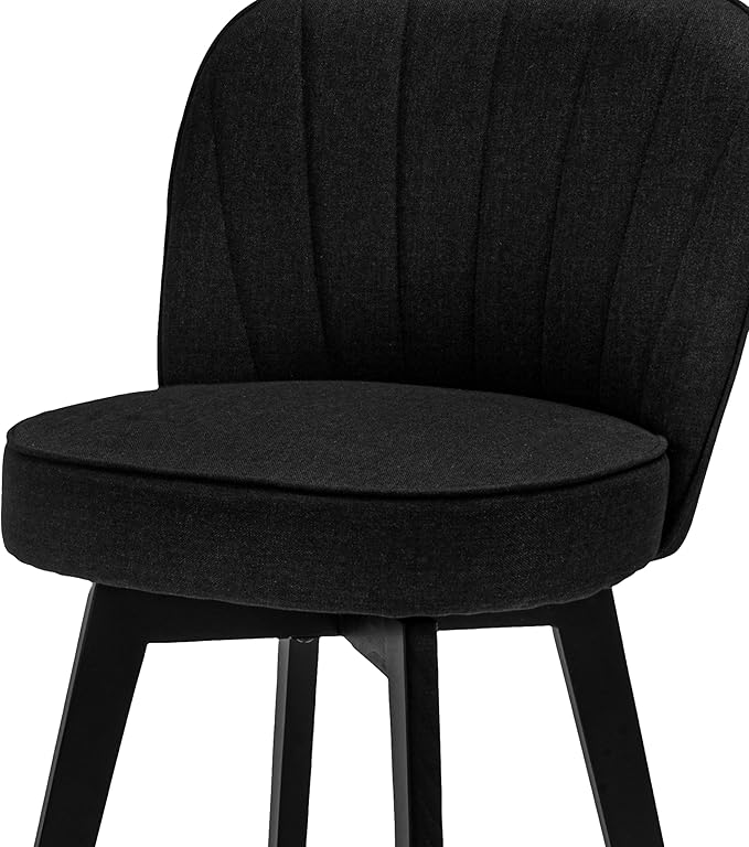 MINCETA Bar Stools Set of 4, 26 Inch Upholstered Barstools with Backrest and Footrest, Swivel Counter Height Barstools for Kitchen Island Home Bar Black