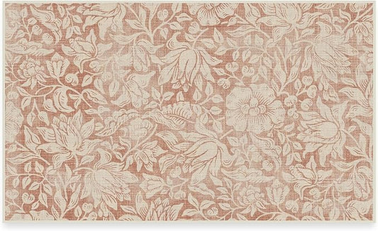 RUGGABLE x Morris & Co Washable Area Rug – Mallow Rust Red 3x5, Stain-Resistant, Non-Slip – Small Machine Washable Rugs for Living Room, Bedroom, Hallway, Entryway & Office–with Cushioned Pad