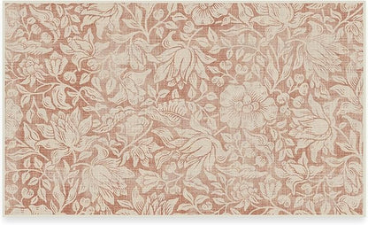 RUGGABLE x Morris & Co Washable Area Rug – Mallow Rust Red 3x5, Stain-Resistant, Non-Slip – Small Machine Washable Rugs for Living Room, Bedroom, Hallway, Entryway & Office–with Standard Pad
