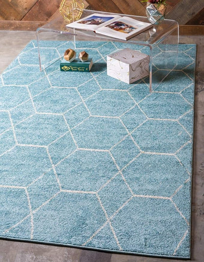 Unique Loom Trellis Frieze Collection Area Rug - Geometric (3' 3" x 5' 3", Light Blue/ Ivory)
