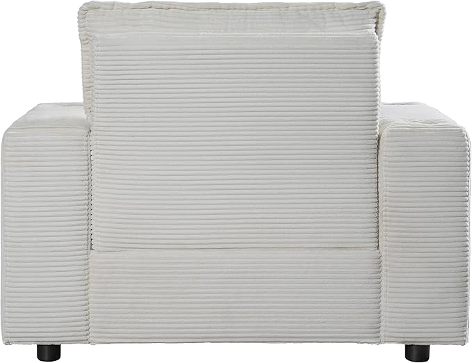Christopher Knight Home Zoe Oversized Chaise Lounge Chair Indoor with Cup Holders & USB Charging Port, Corduroy Upholstered Sofa Bed + Ottoman with Storage, Comfy Deep Seat Sleeper Sofa Chair, Beige