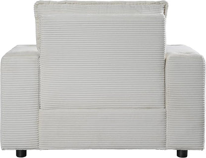Christopher Knight Home Zoe Oversized Chaise Lounge Chair Indoor with Cup Holders & USB Charging Port, Corduroy Upholstered Sofa Bed + Ottoman with Storage, Comfy Deep Seat Sleeper Sofa Chair, Beige