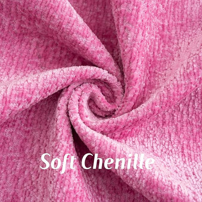 FUTEI Hot Pink Chenille Throw Pillow Covers 22x22 Inch Set of 2,Soft Cozy Bound Edge Design Cushion Case,Home Decor for Couch Bed Living Room
