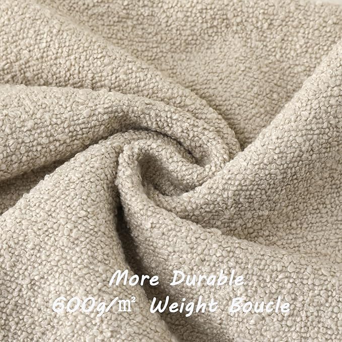 FUTEI Pack of 2 Beige Decorative Throw Pillow Covers 20x20 Inch Soft Cozy Solid Boucle Textured Cushion Case,Modern Home Decor for Couch Bed Living Room
