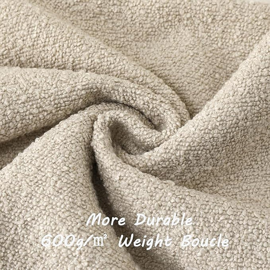 FUTEI Pack of 2 Beige Decorative Throw Pillow Covers 18x18 Inch Soft Cozy Solid Boucle Textured Cushion Case,Modern Home Decor for Couch Bed Living Room