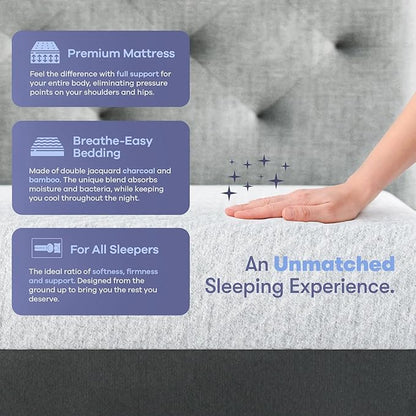 Celestial Sleep Gel Memory Foam Mattress in a Box, Made in The USA, CertiPUR-US® Certified Foam, Oeko-Tex, and Fiberglass-Free Certified Bed, 10 inch Medium - Twin