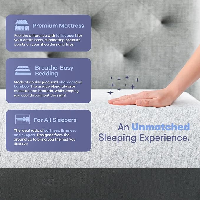 Celestial Sleep Gel Memory Foam Mattress in a Box, Made in The USA, CertiPUR-US® Certified Foam, Oeko-Tex, and Fiberglass-Free Certified Bed, 12 inch Soft - Twin