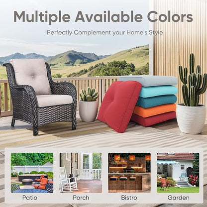 7-Piece Outdoor Patio Cushion Set - Fade & Water Resistant with Removable Olefin Cover, 22x24x4 Inch Memory Foam Cushions for Wicker Sectional Sofa – Beige/Buckle