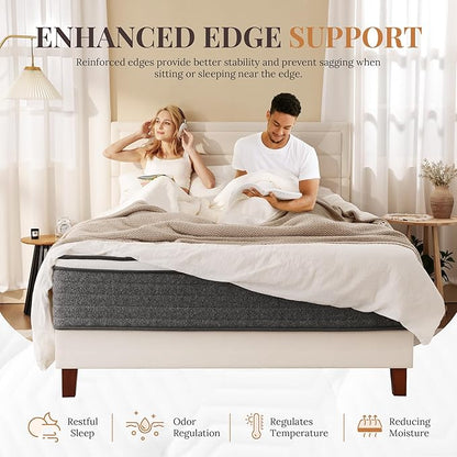 CH CHARME HOUSE Full Size Mattress, 12 Inch Full Hybrid Mattress in a Box, Medium Feel Foam and Individual Pocket Springs, Extra Edge Support, Pressure Relief, CertiPUR-US