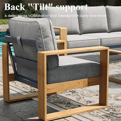 LayinSun Aluminum Patio Furniture Set 2 Chair, Oversized Seat with Hight Back, Outdoor Conversation Sets for Porch, Balcony, Deck