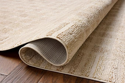 Loloi Chris Loves Julia Calvin Collection CLV-03 Bone/Natural 6'-3" x 9'-6" Area Rug Checkered Neutral Soft Living Room Bedroom Carpet