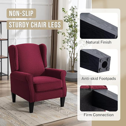 Accent Chair, Modern Living Room Chairs with Wingback, Comfy Upholstered High Back Single Sofa for Bedroom, Mid-Century Reading Armchair Sillas para Sala