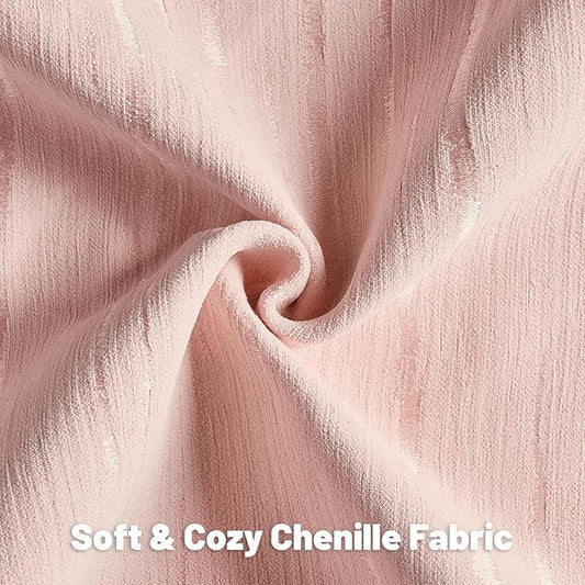 FUTEI Pink Chenille Decorative Throw Pillow Covers 18x18 Inch Set of 2,Soft Embossed Striped Textured Cushion Case,Modern Home Decor for Couch Bed Living Room