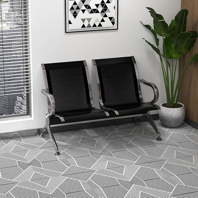 Kinsuite Reception Room Chair - 2 Seat Metal Waiting Room Chairs, Office Guest Chairs & Reception Seat for Office Bank, Hospital, Airport, Black