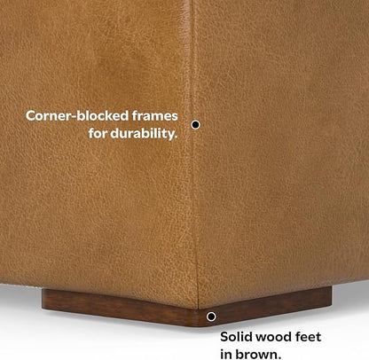 SIMPLIHOME Rex 2-Seater Modular Sofa in Full-Grain Genuine Leather, Sienna, 88-inches Wide, Handcrafted Leather Loveseat Sofa for Living Room