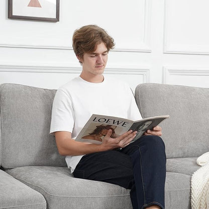 EASE MOOSE Oversized Modular Sectional Sofa with Ottoman,L Shape Sectional Modular Couch Wide Deep seat Sofa,FSC Certified Chenille Couch,Grey